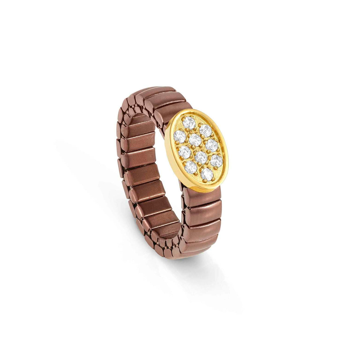 Nomination XTE XSMALL LIFE Ring aus Edelstahl, braun PVD-beschichtet, mit Cubic Zirkonia verziert (053_(Oval, Silver))