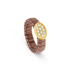 Nomination XTE XSMALL LIFE Ring aus Edelstahl, braun PVD-beschichtet, mit Cubic Zirkonia verziert (053_(Oval, Silver))