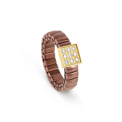 Nomination XTE XSMALL LIFE Ring aus Edelstahl, braun PVD-beschichtet, mit Cubic Zirkonia verziert (056_(Quadrat, Silver))