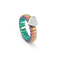 Nomination XTE XSMALL LIFE Ring aus Edelstahl, irisierend PVD-beschichtet, mit Cubic Zirkonia verziert (004_Herz)