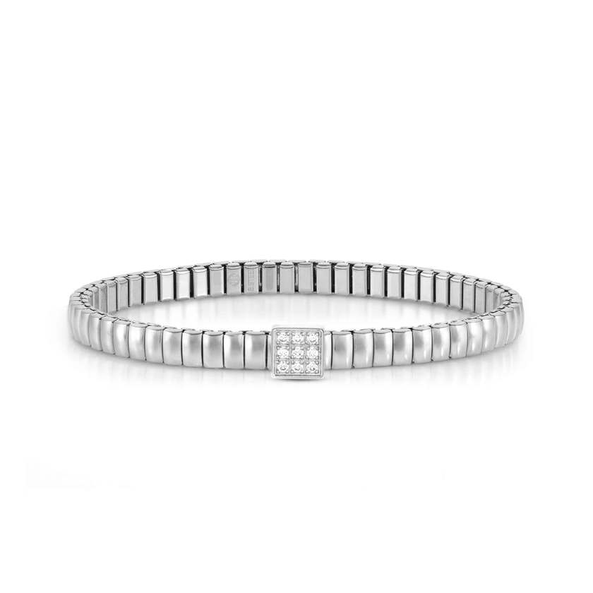 Nomination XTE XSMALL LIFE Armband aus Edelstahl, mit Cubic Zirkonia verziert (056_(Quadrat, Silver))
