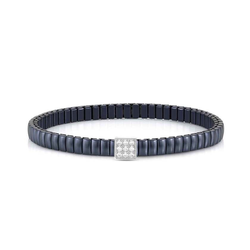 Nomination XTE XSMALL LIFE Armband aus Edelstahl, blau PVD-beschichtet, mit Cubic Zirkonia verziert (056_(Quadrat, Silver))
