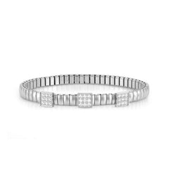 Nomination XTE XSMALL LIFE Armband aus Edelstahl (3 Schmuckelemente), mit Cubic Zirkonia verziert (056_(Quadrat, Silver))