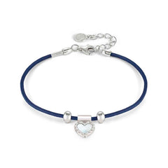 Nomination SEIMIA CANDY Seil-Armband, dazu Herz-Anhaenger aus 925er Silber, mit Stein und Cubic Zirkonia verziert (004_blau)