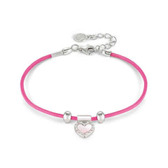 Nomination SEIMIA CANDY Seil-Armband, dazu Herz-Anhaenger aus 925er Silber, mit Stein und Cubic Zirkonia verziert (011_Fuchsia)