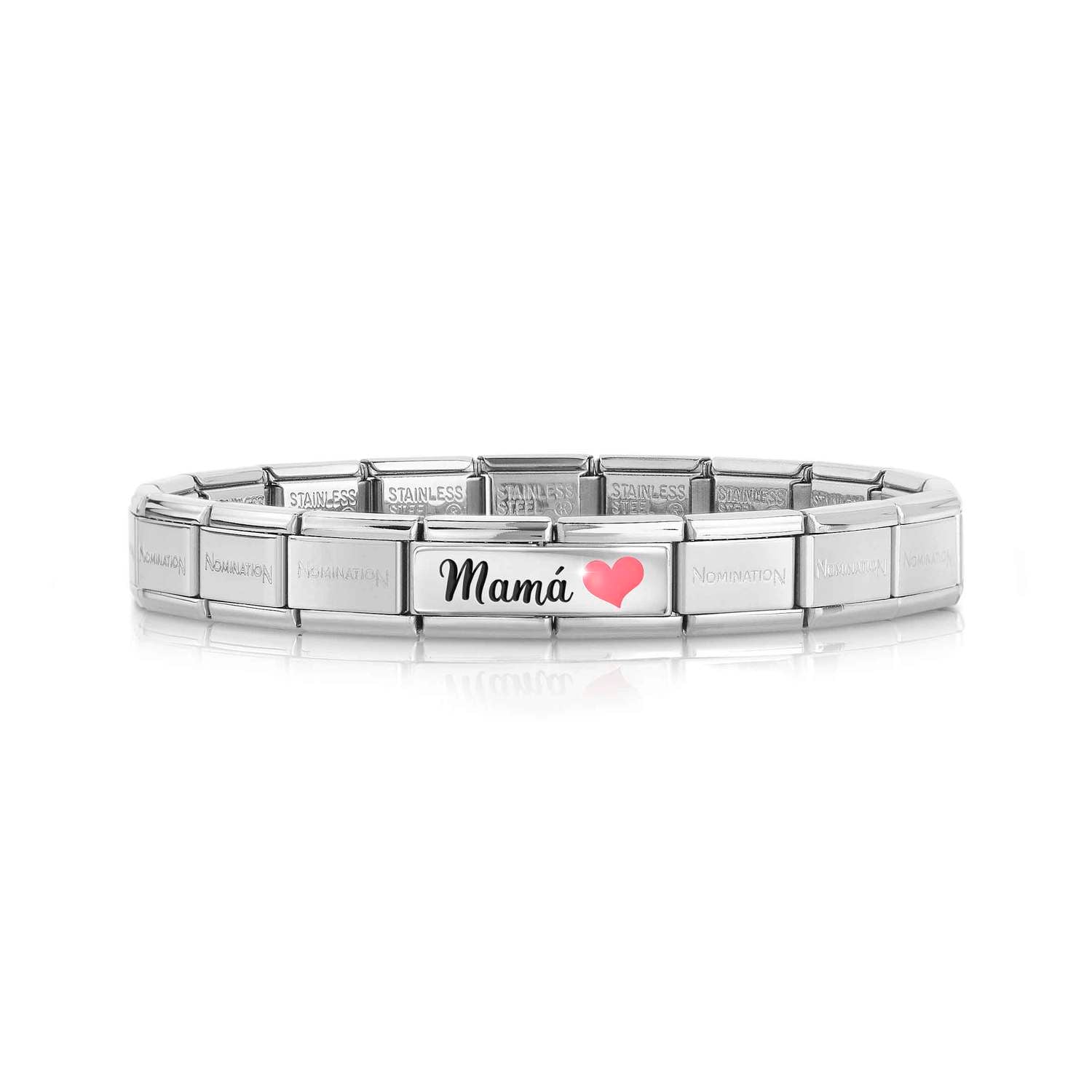 Nomination Bracciale Composable DOPPIA PIASTRA in acciaio (32_(Mamà, Rosa))