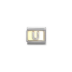 Nomination COMPOSABLE CLASSIC GLITZER-BUCHSTABEN Element aus Edelstahl, mit Emaille und 18kt Gelbgold verziert (21_U)