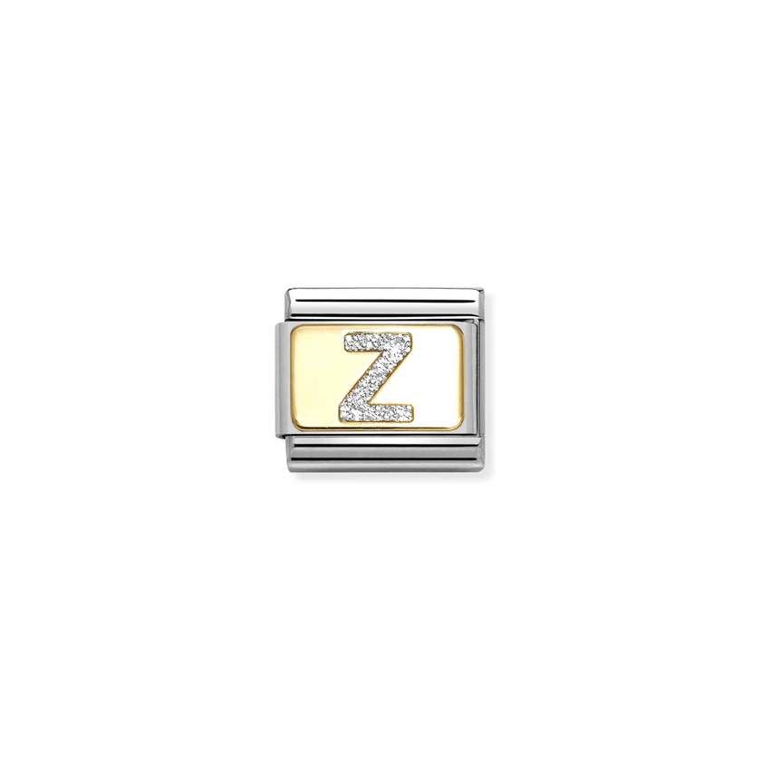 Nomination COMPOSABLE CLASSIC GLITZER-BUCHSTABEN Element aus Edelstahl, mit Emaille und 18kt Gelbgold verziert (26_Z)