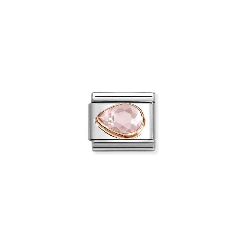 Nomination COMPOSABLE CLASSIC FACETTIERTE CZ-TROPFEN (Links) Element aus Edelstahl, mit CZ-Tropfen in 9kt Roségold-Fassung verziert (003_ROSA)