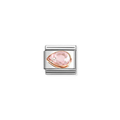 Nomination COMPOSABLE CLASSIC FACETTIERTE CZ-TROPFEN (Links) Element aus Edelstahl, mit CZ-Tropfen in 9kt Roségold-Fassung verziert (003_ROSA)