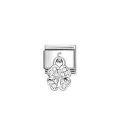 Nomination Composable Classic CHARMS Edelstahl und Silber 925 (31_(Gluecksklee, Weiss))