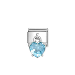 Nomination COMPOSABLE CLASSIC CZ-CHARMS Element aus Edelstahl, dazu Cubic Zirkonia-Charmanhaenger in 925er Silber-Fassung verziert (15_(Blaues Herz))