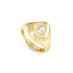Nomination DOMINA Ring aus 925er Silber, vergoldet, mit Cubic Zirkonia verziert (015_Tropfen-006_Grosse 15)