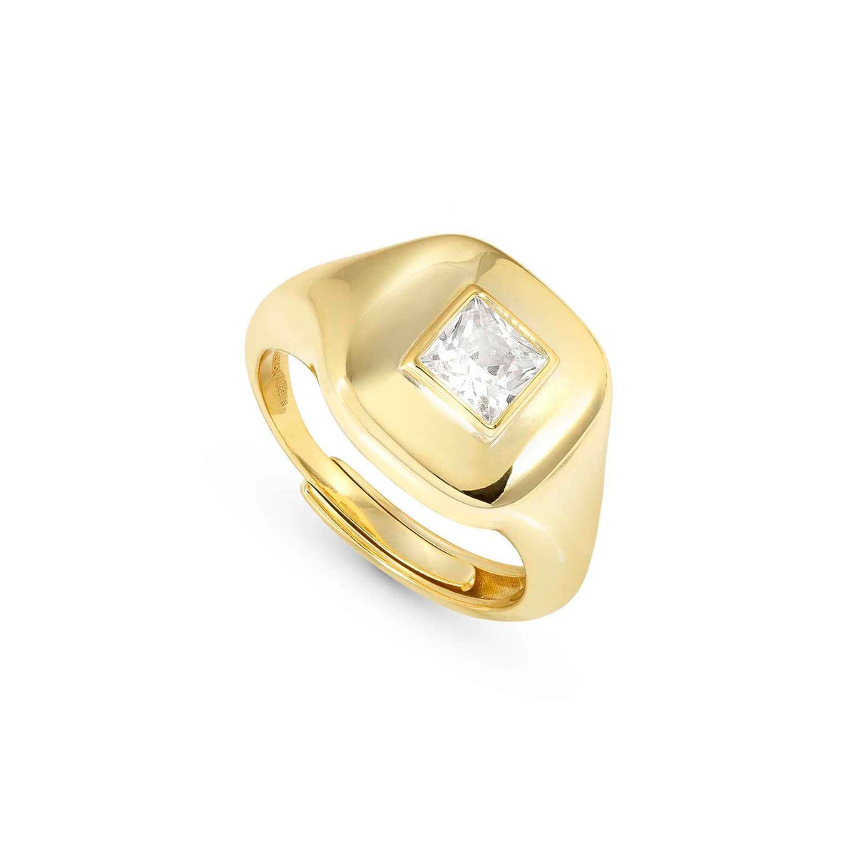 Nomination DOMINA Ring aus 925er Silber, vergoldet, mit Cubic Zirkonia verziert (036_(Quadrat)-004_Grosse 11)