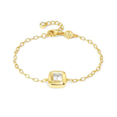 Nomination DOMINA Armband aus 925er Silber, vergoldet, dazu mit Cubic Zirkonia verziertes Schmuckelement (036_(Quadrat))