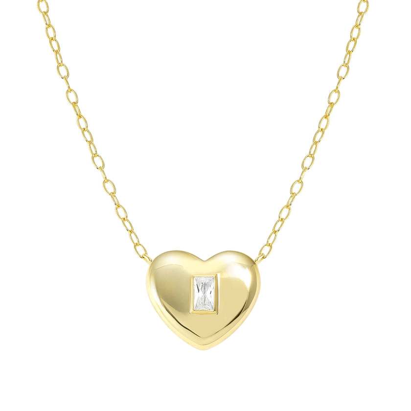 Nomination DOMINA Halskette aus 925er Silber, vergoldet, dazu mit Cubic Zirkonia verzierter Anhaenger (031_Herz)