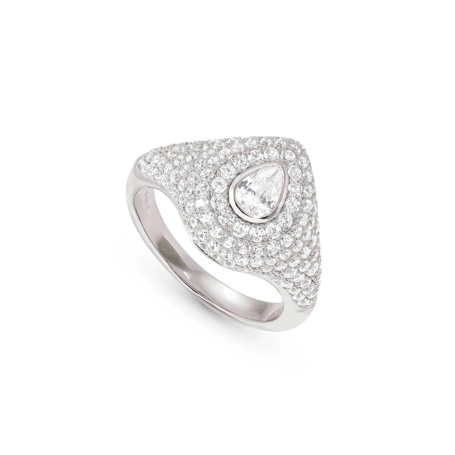 Nomination DOMINA Ring aus 925er Silber, mit Cubic Zirkonia in Pavé-Fassung besetzt (015_Tropfen-008_Grosse 17)