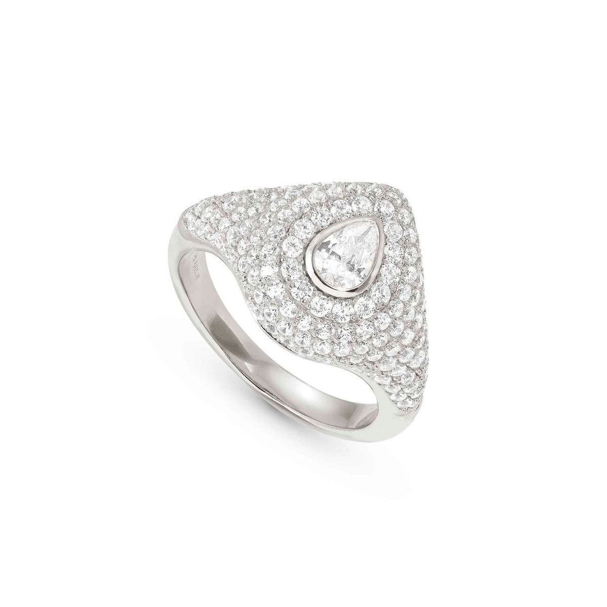 Nomination DOMINA Ring aus 925er Silber, mit Cubic Zirkonia in Pavé-Fassung besetzt (015_Tropfen-008_Grosse 17)