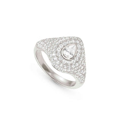 Nomination DOMINA Ring aus 925er Silber, mit Cubic Zirkonia in Pavé-Fassung besetzt (015_Tropfen-008_Grosse 17)