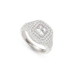 Nomination DOMINA Ring aus 925er Silber, mit Cubic Zirkonia in Pavé-Fassung besetzt (036_(Quadrat)-005_Grosse 13)