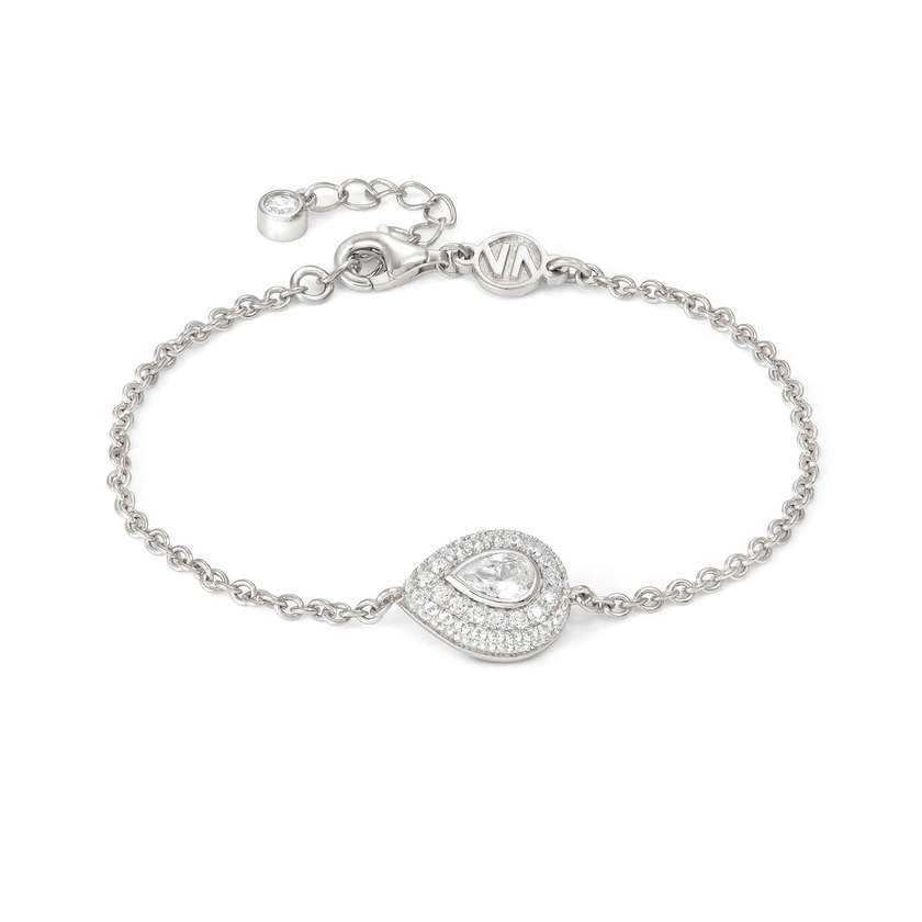 Nomination DOMINA Armband aus 925er Silber, dazu mit Cubic Zirkonia in Pavé-Fassung besetztes Schmuckelement (015_Tropfen)