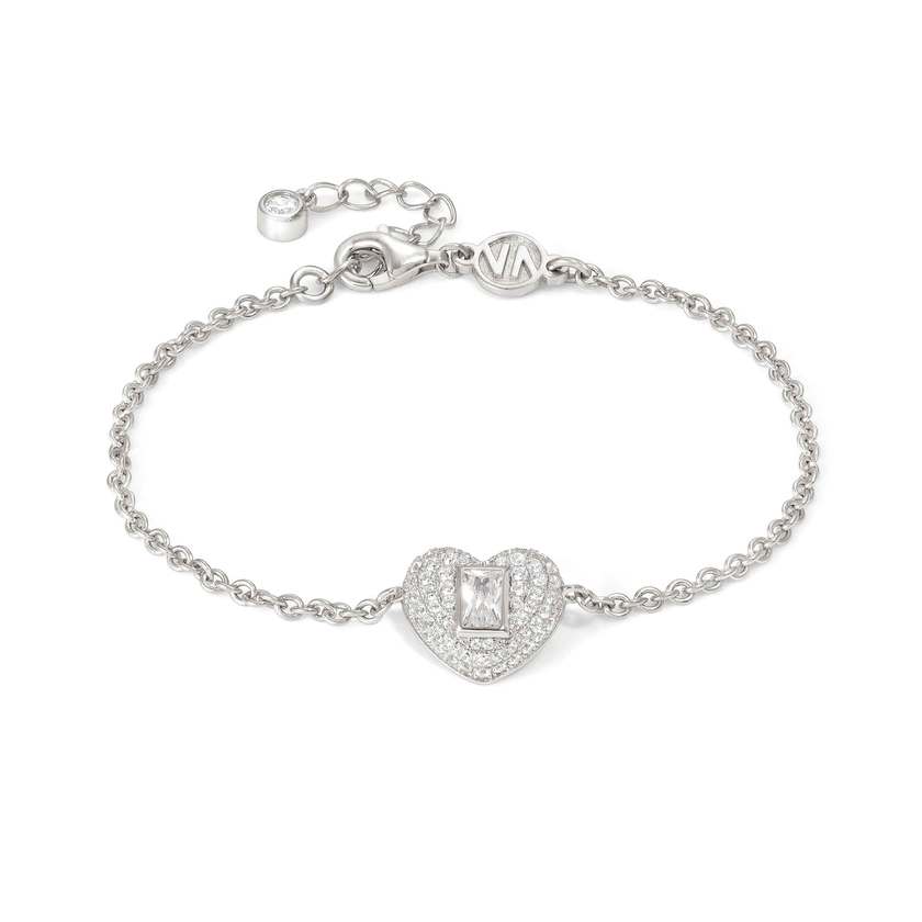 Nomination DOMINA Armband aus 925er Silber, dazu mit Cubic Zirkonia in Pavé-Fassung besetztes Schmuckelement (031_Herz)