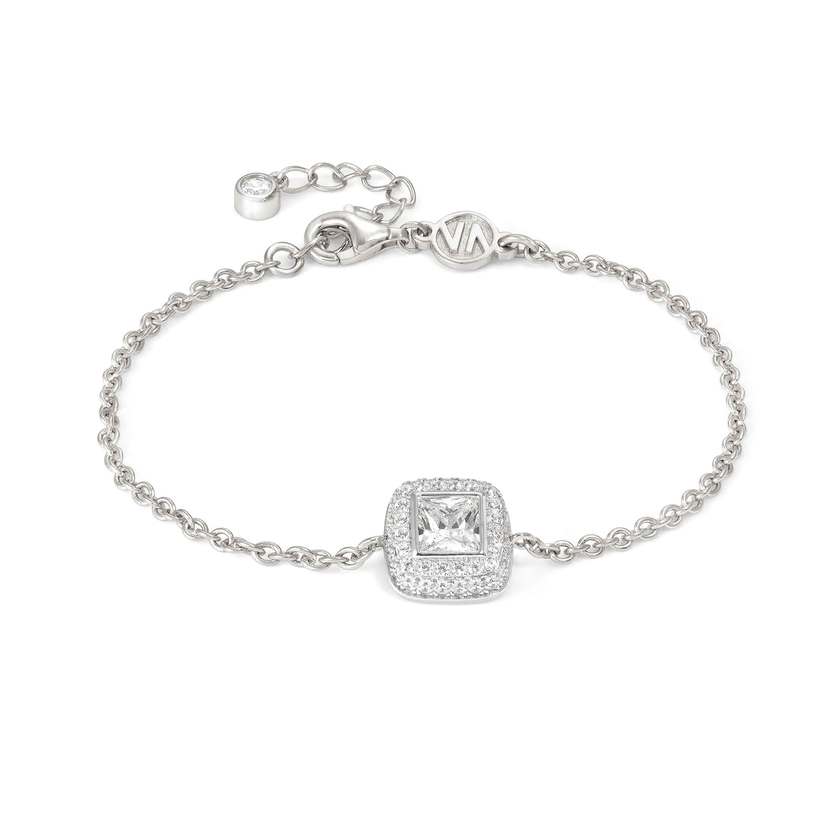 Nomination DOMINA Armband aus 925er Silber, dazu mit Cubic Zirkonia in Pavé-Fassung besetztes Schmuckelement (036_(Quadrat))