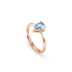 Nomination COLOUR WAVE 'Solitaer'-Ring aus 925er Silber, mit Cubic Zirkonia verziert (032_(rosé vergoldet, Hellblau))