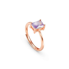 Nomination COLOUR WAVE 'Solitaer'-Ring aus 925er Silber, mit Cubic Zirkonia verziert (033_(rosé vergoldet, Lavendel))