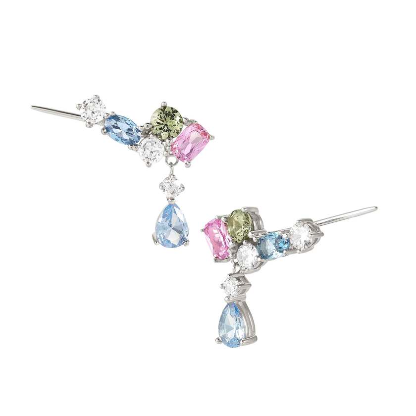 Nomination COLOUR WAVE Ohrstecker aus 925er Silber, mit Cubic Zirkonia besetzt, dazu Zirkonia-Anhaenger (010_(Silber))