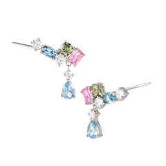 Nomination COLOUR WAVE Ohrstecker aus 925er Silber, mit Cubic Zirkonia besetzt, dazu Zirkonia-Anhaenger (010_(Silber))