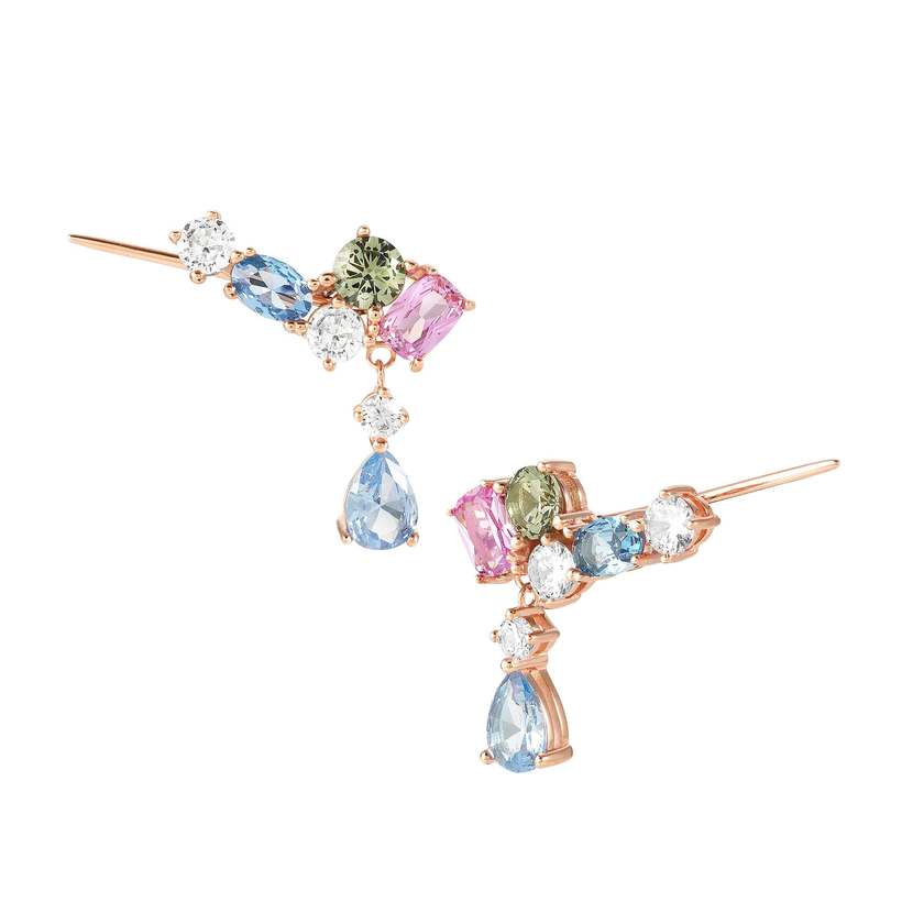 Nomination COLOUR WAVE Ohrstecker aus 925er Silber, mit Cubic Zirkonia besetzt, dazu Zirkonia-Anhaenger (011_Rosevergoldet)