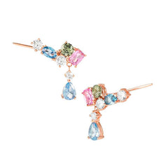 Nomination COLOUR WAVE Ohrstecker aus 925er Silber, mit Cubic Zirkonia besetzt, dazu Zirkonia-Anhaenger (011_Rosevergoldet)