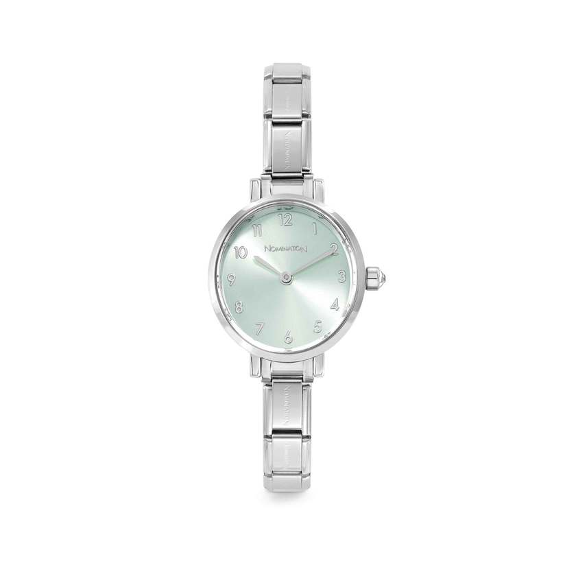 Nomination PARIS Armbanduhr aus Edelstahl, ovales Gehaeuse, mit Cubic Zirkonia verziert (032_(Wassergruen))