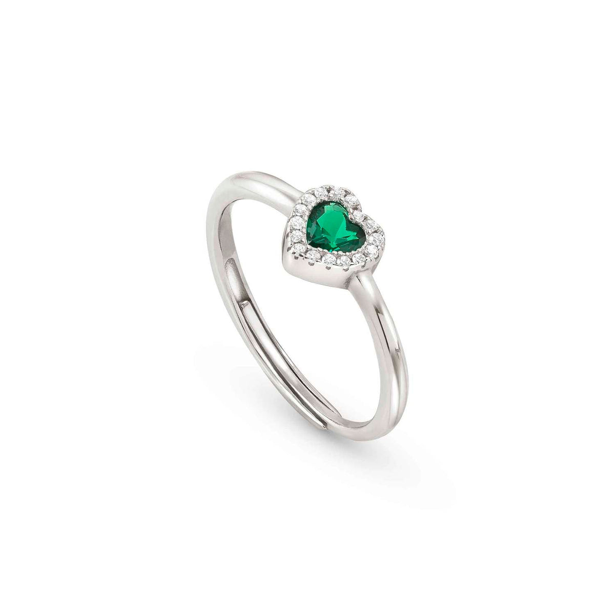 Nomination ALLMYLOVE Ring aus 925er Silber, dazu 1 mit Cubic Zirkonia besetztes Herz (014_GRUEN)