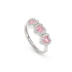 Nomination ALLMYLOVE Ring aus 925er Silber, dazu 3 mit Cubic Zirkonia besetzte Herzen (002_ROSA)