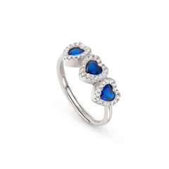 Nomination ALLMYLOVE Ring aus 925er Silber, dazu 3 mit Cubic Zirkonia besetzte Herzen (012_BLAU)