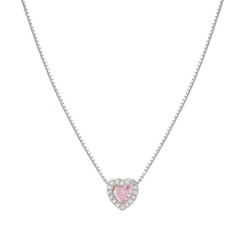 Nomination ALLMYLOVE Halskette aus 925er Silber, dazu 1 mit Cubic Zirkonia besetzter Herz-Anhaenger (002_ROSA)