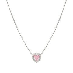 Nomination ALLMYLOVE Halskette aus 925er Silber, dazu 1 mit Cubic Zirkonia besetzter Herz-Anhaenger (002_ROSA)
