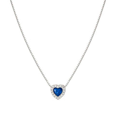 Nomination ALLMYLOVE Halskette aus 925er Silber, dazu 1 mit Cubic Zirkonia besetzter Herz-Anhaenger (012_BLAU)