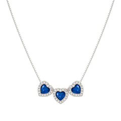 Nomination ALLMYLOVE Halskette aus 925er Silber, dazu 3 mit Cubic Zirkonia besetzte Herz-Anhaenger (012_BLAU)
