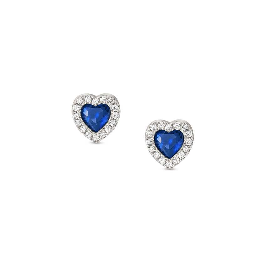 Nomination ALLMYLOVE Herz-Ohrstecker aus 925er Silber, mit Cubic Zirkonia besetzt (012_BLAU)