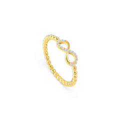 Nomination LOVECLOUD Ring aus 925er Silber, dazu mit Cubic Zirkonia besetztes Schmuckelement (005_Infinity Gelbgold-004_Grosse 11)