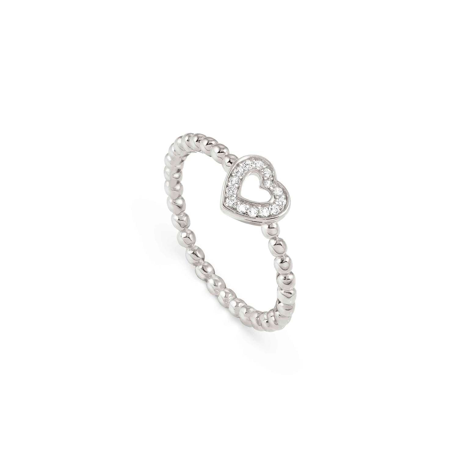 Nomination LOVECLOUD Ring aus 925er Silber, dazu mit Cubic Zirkonia besetztes Schmuckelement (009_Herz Silber-005_Grosse 13)