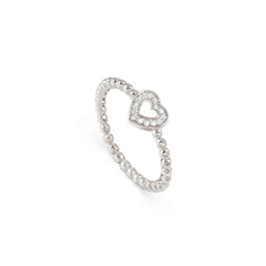 Nomination LOVECLOUD Ring aus 925er Silber, dazu mit Cubic Zirkonia besetztes Schmuckelement (009_Herz Silber-005_Grosse 13)