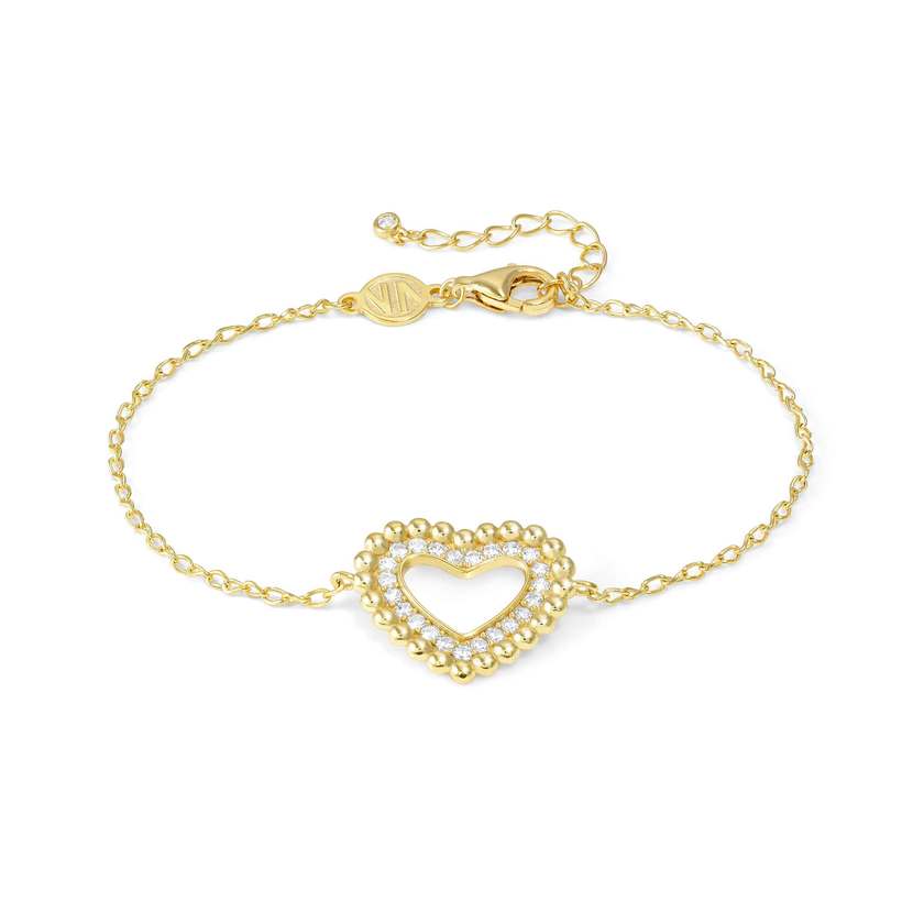 Nomination LOVECLOUD Armband aus 925er Silber, dazu mit Cubic Zirkonia besetztes Schmuckelement (008_Herz Gelbgold)
