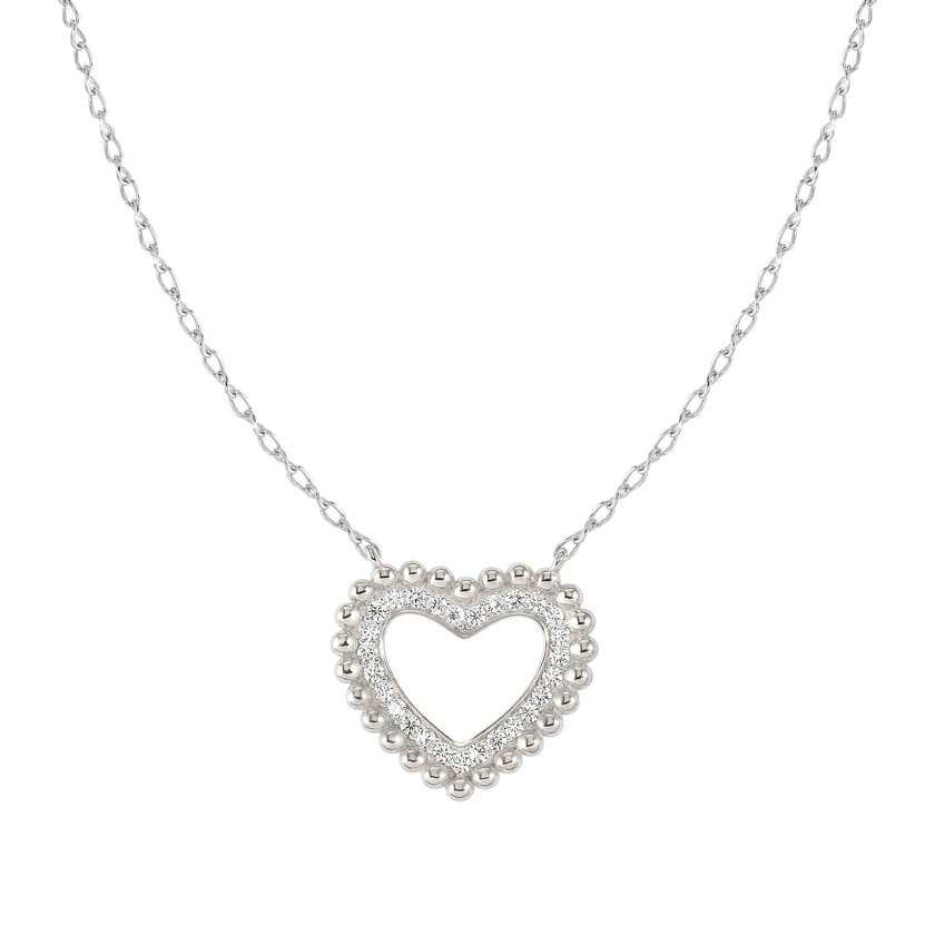 Nomination LOVECLOUD Halskette aus 925er Silber, dazu mit Cubic Zirkonia besetzter Anhaenger (009_Herz Silber)