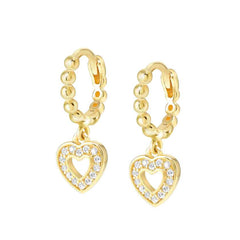 Nomination LOVECLOUD Creolen aus 925er Silber, dazu mit Cubic Zirkonia besetzte Anhaenger (008_Herz Gelbgold)