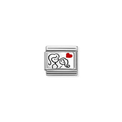 Nomination COMPOSABLE CLASSIC PLAETTCHEN aus Edelstahl, mit Emaille und 925er Silber verziert, (56_(2 Frauen))
