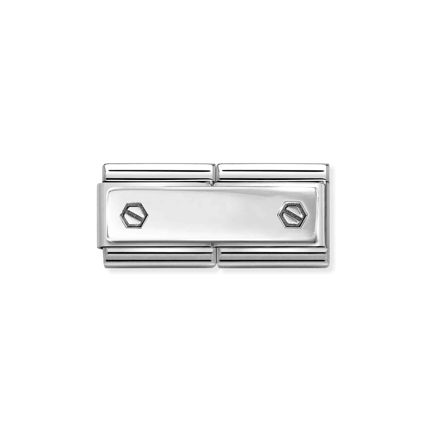 Nomination COMPOSABLE CLASSIC ENGRAVED DOUBLE aus Edelstahl, mit 925er Silber verziert: mit individueller Gravur (49_(2 Sechskantschrauben))